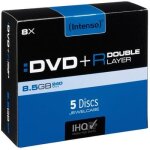 Dvd + r double layer 85go intenso - boitier jewel x5