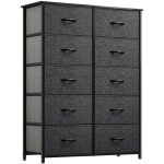 Dwvo commode chambre en tissu 10 tiroirs 5 niveaux meuble de rangement style industriel 86 x 30 x 120 ... Dwvo commode chambre en tissu 10 tiroirs 5 niveaux meuble de rangement style industriel 86 x 30 x 120 ...
