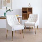 Dyhome ensemble de 2 chaises de salle  manger assise rembourre en tissu de velours pieds en mtal au ...