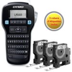 Imprimante dtiquettes portable - dymo - labelmanager 160 - clavier qwerty - 3 rouleaux de ruban d1 - ...