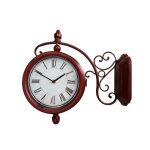 Dynasun art old time horloge murale  double cadran en mtal style vintage rtro rouge 42 x 42 x 135 ...
