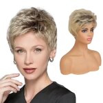 E - 8 pouces - perruque synthtique pixie courte avec frange pour femme perruque afro cosplay naturelle ...