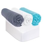 Easy dort - kit pratique drap housse 70x160 coton gris blanc turquoise (lot de 3) + 2 al�ses