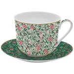 Coffret tasse d�jeuner - easy life - floral fantasy - 40 cl - porcelaine - compatible micro - ondes