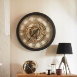 Horloge murale - eazy living - kara -  615 cm - couleurs beige et noire - engrenages dcoratifs