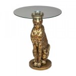 Table d?appoint - eazy living - léopard - verre trempé - polyrésine dorée - Ø 40 cm Table d?appoint - eazy living - léopard - verre trempé - polyrésine dorée - Ø 40 cm