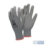 Ecd germany 12 paires de gants de travail en pu taille 7 - s couleur gris gants de m�canicien