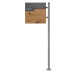 Ecd - germany bo�te aux lettres sur pied 37x37x11 cm anthracite / optique bois acier bo�te postale avec ...