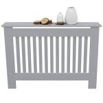 Ecd germany cache - radiateur chauffage rustique 112x19x82cm gris �tag�re en bois mdf housse d�corative ...