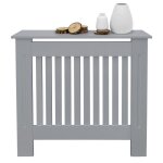 Ecd germany cache - radiateur chauffage rustique 78x19x82 cm gris �tag�re en bois mdf housse d�corative ...