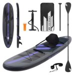 Ecd germany stand up paddle board gonflable avec sige de kayak 305x78x15 cm jusqu 120 kg pvc noir pompe ...