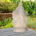 Ecd germany tte de bouddha statue sculpture dcoration feng shui pierre artificielle polyrsine 55 cm ...