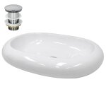 Ecd germany vasque � poser lavabo salle de bain - � 350 x 120 mm - en c�ramique - rond - blanc - avec ...