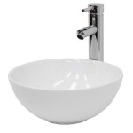 Ecd germany vasque � poser rond lavabo salle de bain - � 350 x 120 mm - en c�ramique - blanc