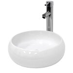 Ecd germany vasque � poser rond lavabo salle de bain - � 350 x 120 mm - en c�ramique - blanc