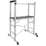 Echafaudage roulant pliable aluminium - hauteur de travail jusqu� 3 m - plateau bois - int�rieur et ext�rieur ...