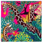 charpe carre en soie serg pour femmes foulard de marque de girafe de la jungle bandana fait  la ma ...
