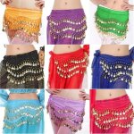 Echarpe ceinture orange femme danse du ventre 3 ranges orientale foulard hanche