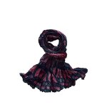 charpe chche foulard femme coton motifs bleu marine et vieux rose