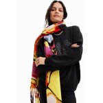 charpe femme desigual inca cork fur big - jaune / rouge - tu