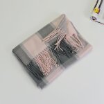 Echarpe femme - hiver chaude - carreaux - simili laine - 70 x 190 cm rose