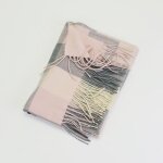 Echarpe femme - hiver chaude - carreaux - simili laine - bord frange 65 x 200 cm rose