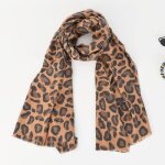 Echarpe femme - hiver chaude - leopard imprime - simili laine - 60 x 190 cm marron