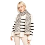 charpe femme imprime en laine et viscose - gris lgant