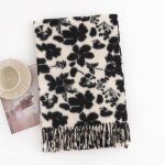 charpe femme - insfity - simili laine - imprim fleurs - 65 x 180 cm - noir