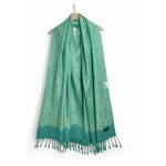 Echarpe foulard pashmina bleu vert indien scarf etole