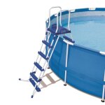 Echelle 2 x 4 marches + plateforme pour piscine h132 - bestway - s�curit� - hauteur 132cm