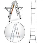 �chelle articul�e pliante et t�lescopique en aluminium 4x4 marches 388m + 2 tablettes