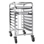 �chelle inox 8 niveaux gn 1 / 1 et 600x400 mm - chariot p�tissier - roulettes avec freins