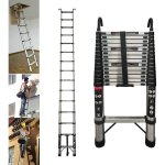 chelle tlescopique 44m 144ft en acier inoxydable argent avec crochets de toit telescopic ladder pliable ...