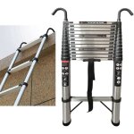 �chelle t�lescopique en acier inoxydable - 5 m - extensible - avec 2 crochets amovibles - 164ft - �chelle ...