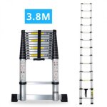 Echelle t�lescopique aluminium 13 marches h38 m avec barre stabilisatrice