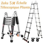 Échelle télescopique en aluminium 5m zaku escabeau télescopique pliante avec antidérapante charge max ... Échelle télescopique en aluminium 5m zaku escabeau télescopique pliante avec antidérapante charge max ...