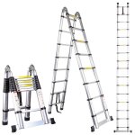 �chelle t�lescopique en aluminium pliable multifonction - blanc - 3. 8m - charge maximale 150 kg
