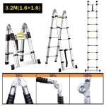 �chelle t�lescopique pliable en aluminium 3. 2m - exbon - charge maximale 150 kg - 10 barreaux / marches ...