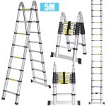 Échelle télescopique portable pliante 5m(2. 5m + 2. 5m) Échelle escamotable en aluminium 16 echelons Échelle télescopique portable pliante 5m(2. 5m + 2. 5m) Échelle escamotable en aluminium 16 echelons