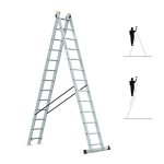 Echelle transformable 2 plans stablepro 2x13 marches aluminium extensible coulissante 3 positions hauteur ...
