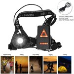 Eclairage course - lampe running poitrine usb rechargeable - 3 modes eclairage sport led - noir