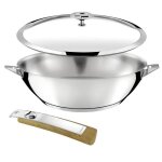 Eclipse - set 1 wok 28cm inox avec couvercle 1 poignée amovible effet bois Eclipse - set 1 wok 28cm inox avec couvercle 1 poignée amovible effet bois