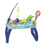 Ecoiffier - table pche  la ligne - 4 canards canne puisette toboggan et manivelle en forme de nnuphar ...