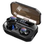 �couteur bluetooth 5. 0 sans fil imperm�able led display - noir - casque avec micro