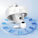 �couteurs sans fil en forme de c?ur avec �tui de chargement blancs