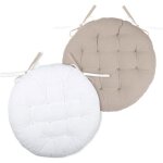 Coussin de chaise - lin - rond - ecru - non - dhoussable - 38 x 38 cm - style contemporain