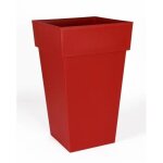Eda pot de fleur haut carr toscane - 62 l - 39 x 39 x h 65 cm - rouge rubis