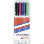 Edding 400 - lot de 4 marqueurs permanents (noir rouge bleu vert) pointe 1 mm encre faible odeur rechargeable ...