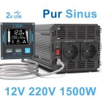 Edecoa 1500w pur sinus convertisseur 12v 220v transformateur 3000w crte avec tlcommande lcd et usb ...